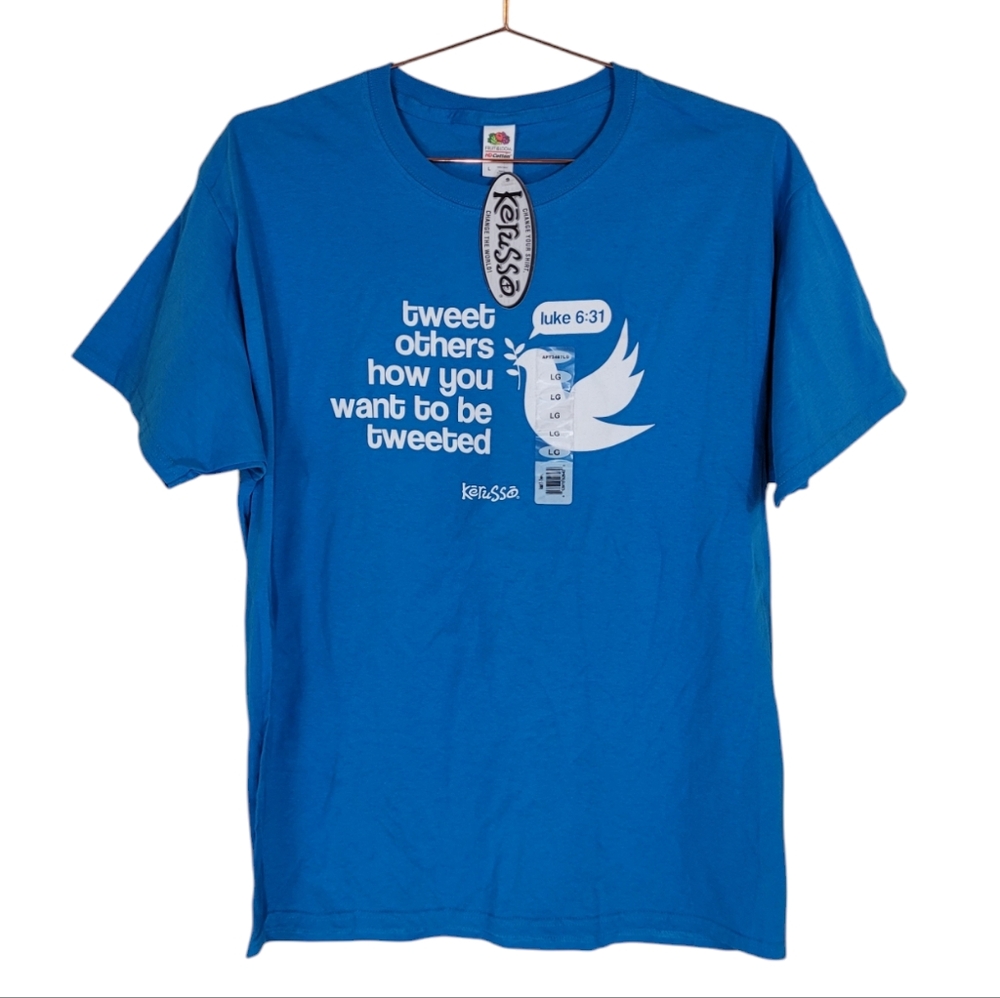Kerusso Fruit Of The Loom Blue Luke 6:31 Graphic T Shirt Size L